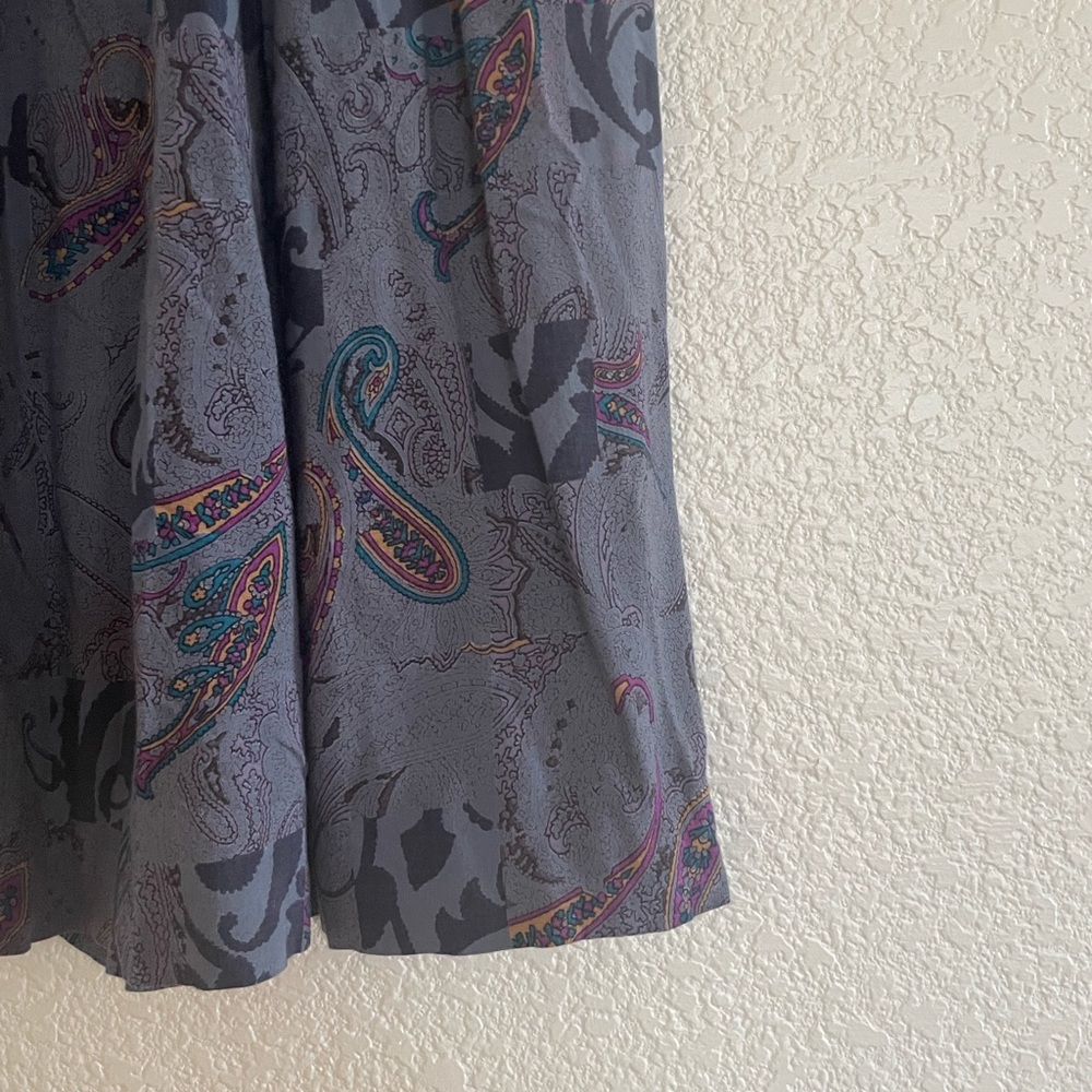 Vintage | blue paisley skirt midi length high waisted side pockets size … - Picture 5 of 9